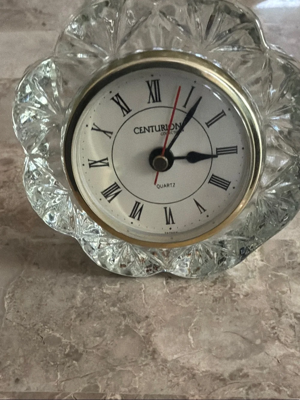 Clear Crystal Floral Mantel Clock - Clear